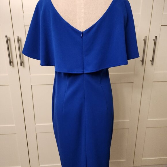 Glamour Flutter Sleeve Coctail Dress Womens Size 12 Blue Stretch - Picture 3 of 5